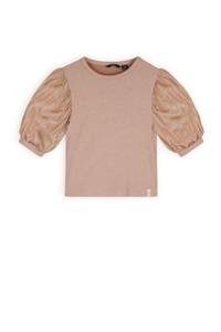 NoBell Zomer top meisjes Licht goud - rib - groot chiffon - korte mouw - Kylia