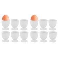 Cosy & Trendy Eierdopje - set van 12x stuks - porselein - wit - 5 x 6 cm