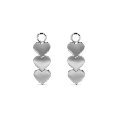 Oorbelhangers met 3 hartjes - Stainless steel - Zilver