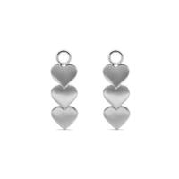Oorbelhangers met 3 hartjes - Stainless steel - Zilver