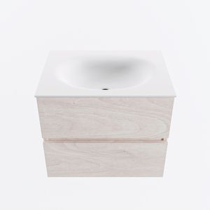 MONDIAZ VICA 60cm badmeubel onderkast Underlayment 2 lades. Wastafel MOON midden 1 kraangat, kleur Talc.