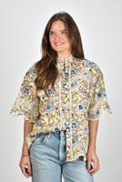 Zimmermann blouse met bloemenprint Junie Embroidered Ivory/Blue Floral
