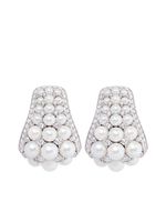 David Morris boucles d'oreilles Pearl Rose Deco en or blanc 18ct serties de perles et de diamants - Argent - thumbnail