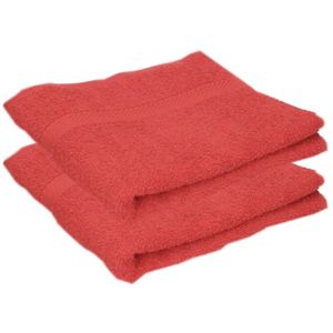 2x Luxe handdoeken rood 50 x 90 cm 550 grams   -