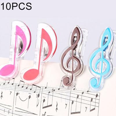 10 PCS PP Material Stainless Steel Spring Music Note Shape Book Clip Deluxe Page Holder Random Color Delivery
