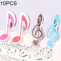 10 PCS PP Material Stainless Steel Spring Music Note Shape Book Clip Deluxe Page Holder Random Color Delivery