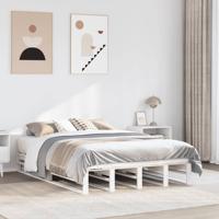 Bedframe zonder matras massief grenenhout wit 140x190 cm