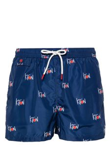 Kiton short de bain à logo imprimé - Bleu