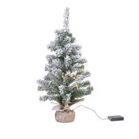 Kunstboom/kunst kerstboom met sneeuw en licht 60 cm - thumbnail