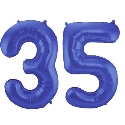 Folat Folie ballonnen - 35 jaar cijfer - blauw - 86 cm - leeftijd feestartikelen - verjaardag