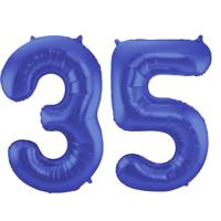 Folat Folie ballonnen - 35 jaar cijfer - blauw - 86 cm - leeftijd feestartikelen - verjaardag