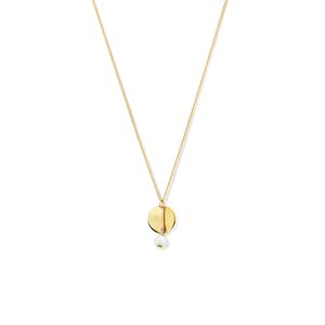 Ketting Rondje-Parel geelgoud-zoetwaterparel 0,9 mm 42 - 45 cm