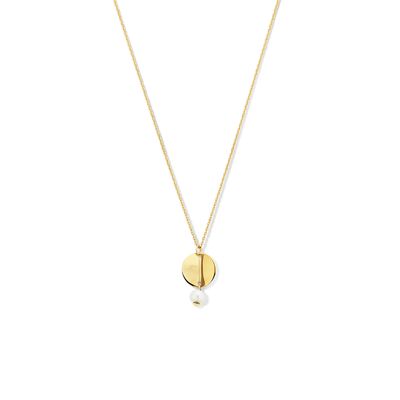 Ketting Rondje-Parel geelgoud-zoetwaterparel 0,9 mm 42 - 45 cm