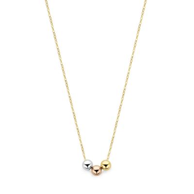 14k Tricolor Gouden Collier 42-45cm - Bolletjes, Gepolijst