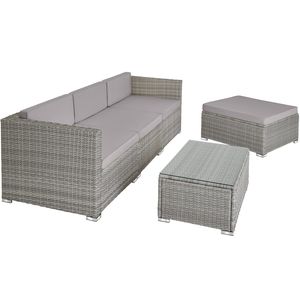 tectake - wicker tuinset loungeset- Florenz - lichtgrijs/grijs - 404326