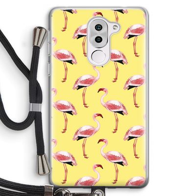 Flamingo's geel: Honor 6X Transparant Hoesje met koord