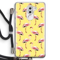 Flamingo's geel: Honor 6X Transparant Hoesje met koord
