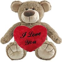 Valentijn Love cadeau set - Knuffelbeer met rood Love you hartje 10 cm