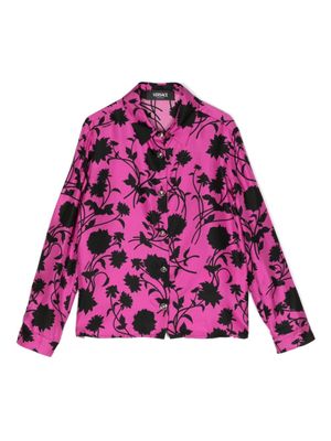 Versace Kids chemise en soie à fleurs - Violet