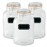 Weckpotten/inmaakpotten - 3x - 3L - glas - met beugelsluiting - incl. etiketten - Weckpotten - thumbnail