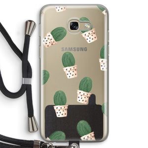 Cactusprint roze: Samsung Galaxy A5 (2017) Transparant Hoesje met koord