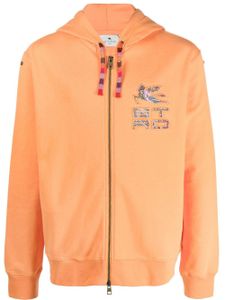 ETRO hoodie zippé à logo en relief - Orange