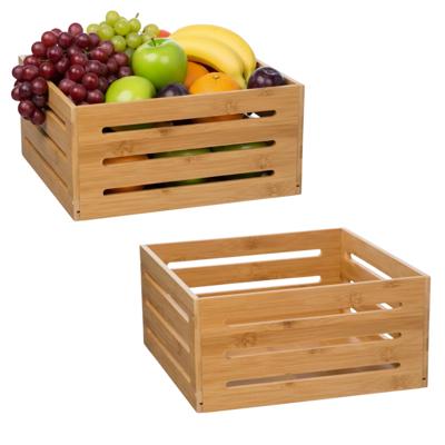 Houten Fruitkisten - 2x - met open structuur - bruin - L31 x B31 x H15 cm - Decoratief - Praktisch