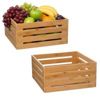 Houten Fruitkisten - 2x - met open structuur - bruin - L31 x B31 x H15 cm - Decoratief - Praktisch