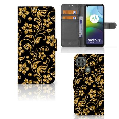 Motorola Moto G9 Power Hoesje Gouden Bloemen Motorola Moto G9 Power Hoesje Gouden Bloemen
