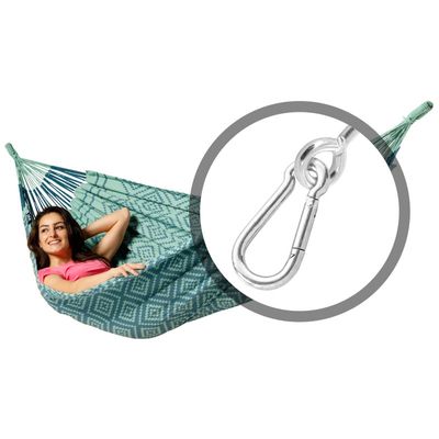 Eenpersoons hangmat met bevestiging - 300x140cm - Groen - 120kg draagkracht- 100% katoen - binnen & buiten