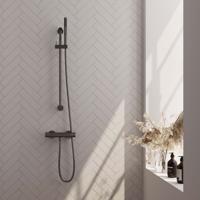 Douchekraanset Brauer Gunmetal Carving Opbouw Met Glijstang En Staafhanddouche Geborsteld Gunmetal