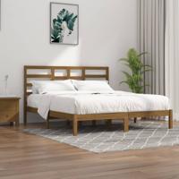 Bedframe massief hout honingbruin 200x200 cm