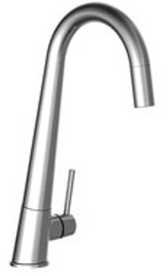 PISA ééngreepsmengkraan keuken met ronde uitloop, chroom elegante kraan met hoge ronde uitloop en draaibereik 150° keramische schijven geluidsarme, verwisselbare 25 mm cartouche mousseur CASCA