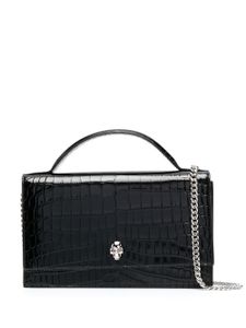 Alexander McQueen sac porté épaule à effet peau de crocodile - Noir