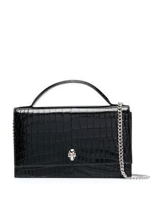 Alexander McQueen sac porté épaule à effet peau de crocodile - Noir