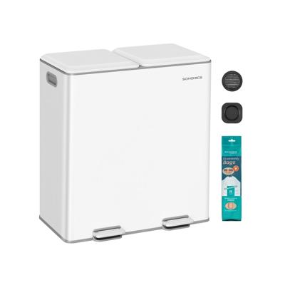 Afvalscheider met twee compartimenten en softclose deksel, Wolkenwit