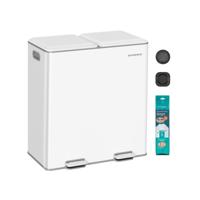 Afvalscheider met twee compartimenten en softclose deksel, Wolkenwit