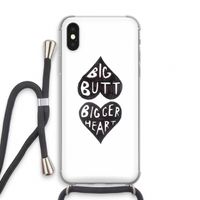 Big butt bigger heart: iPhone X Transparant Hoesje met koord