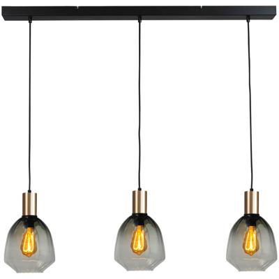 Masterlight 3-lichts hanglamp - goud -Porto met Nicolette green glazen - 2711-05-02-100-3-14