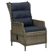 Tuinstoel verstelbaar met kussens poly rattan bruin