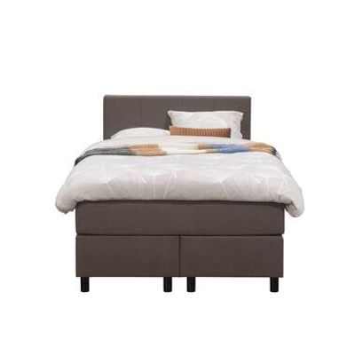 Boxspring Liv geblokt - donkerbruin - 120x200 cm - ronde poot - Leen Bakker