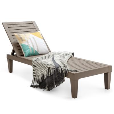 Terras Ligstoel Ligstoel voor Buiten met Verstelbare Rugleuning Ligstoel met 5 Standen Weer- en Roestbestendig Ligstoel Tweedelige Set-Koffie