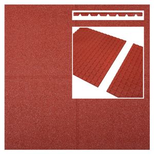 Rubberen tegels rood 500x500x25mm prijs per m2