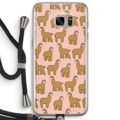 Alpacas: Samsung Galaxy S7 Edge Transparant Hoesje met koord