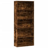 Boekenkast 80x30x189 cm bewerkt hout gerookt eikenkleurig