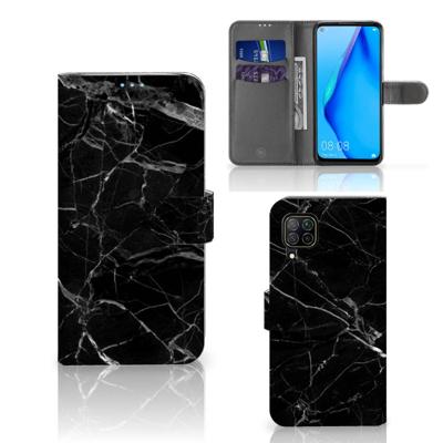 Huawei P40 Lite | Bookcase | Marmer Zwart - Origineel Cadeau Vader