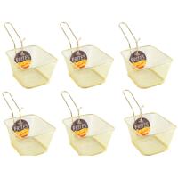 Snackmandje - 6x stuks - goudkleurig - frietmandje - 14 cm - serveren
