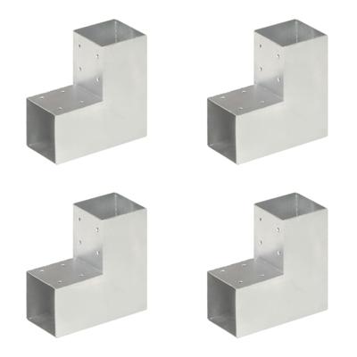 VidaXL Paalverbindingen 4 st l-vorm 91x91 mm gegalvaniseerd metaal