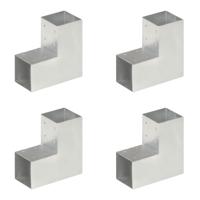 VidaXL Paalverbindingen 4 st l-vorm 91x91 mm gegalvaniseerd metaal