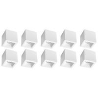 Vierkante Opbouwspot Set 10x GU10 - Mat Wit Aluminium - Ø90mm